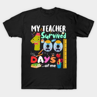 My teacher survived 100 days of me Funny school teacher kids T-Shirt